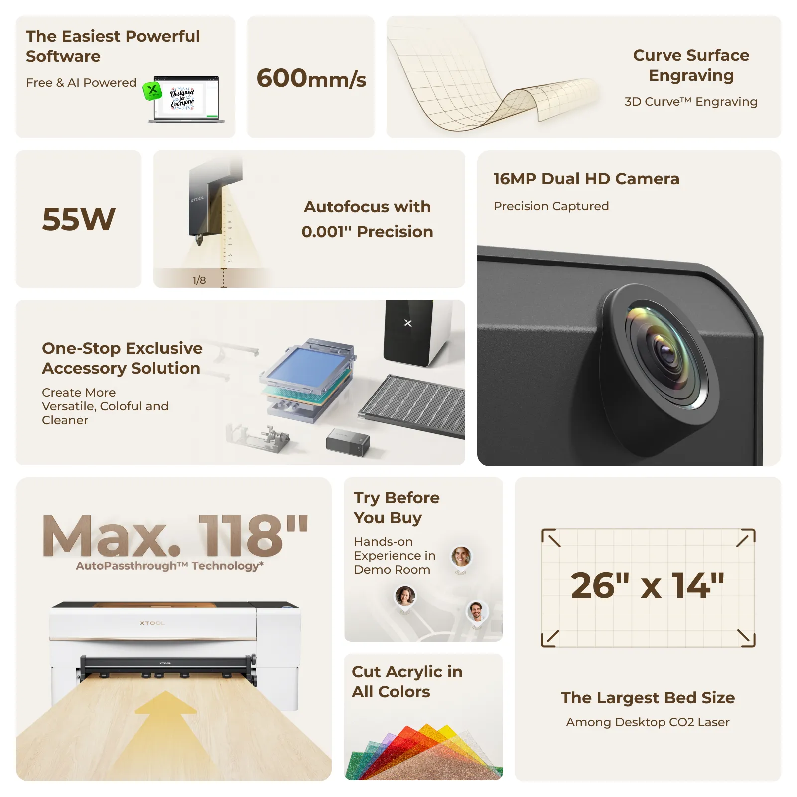 [Refurbished] xTool P2/P2S 55W Desktop CO2 Laser Cutter - Image 9
