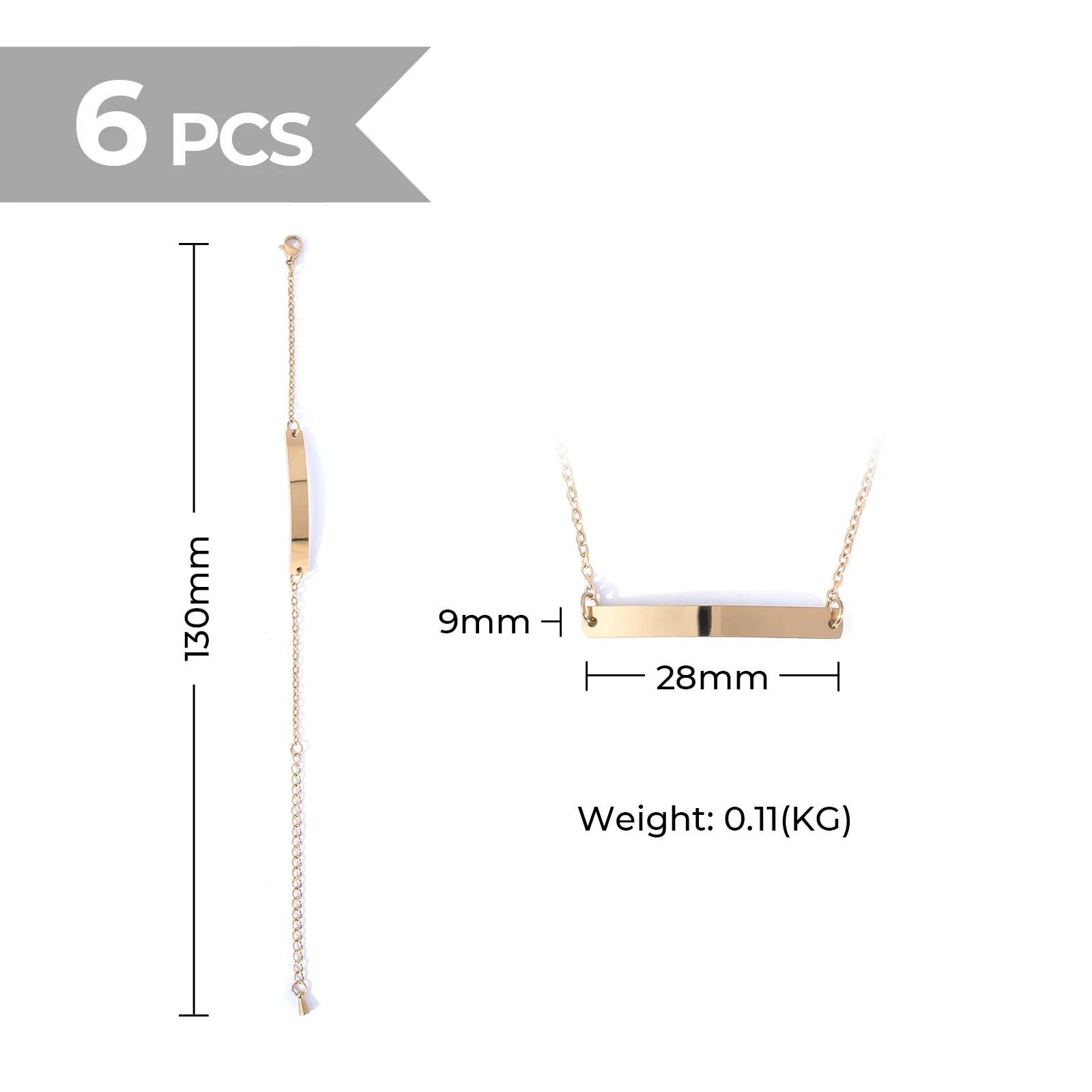 Stainless Steel Tag Bracelet (6pcs) - Image 3