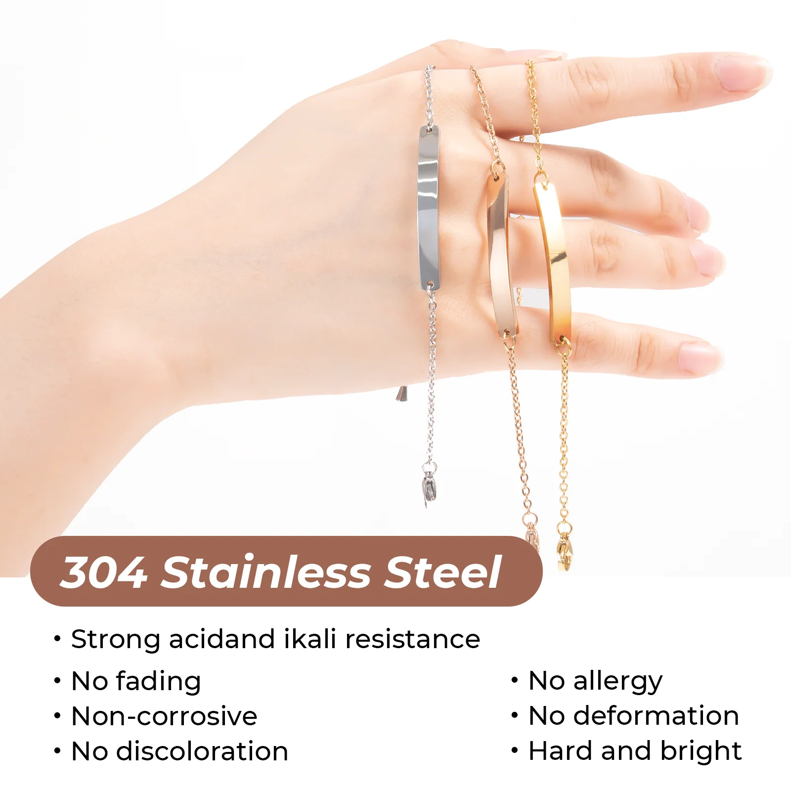 Stainless Steel Tag Bracelet (6pcs) - Image 4