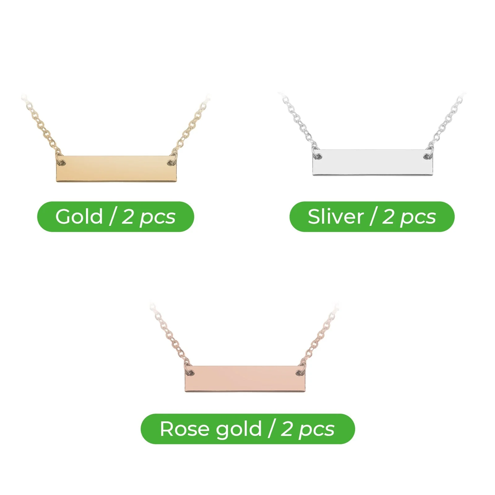 Stainless Steel Mixed Colors Bar Necklace (6pcs) - Image 3