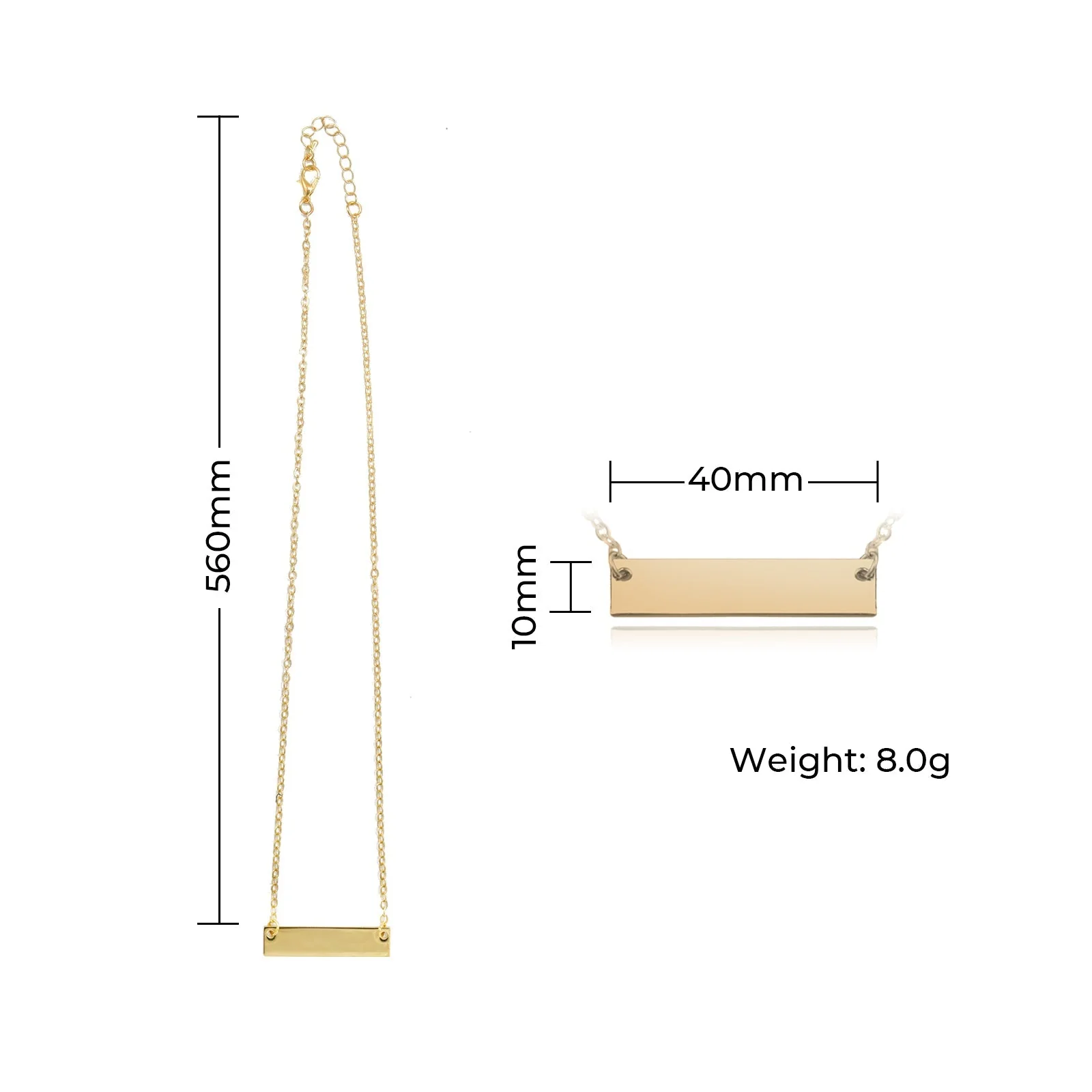 Stainless Steel Mixed Colors Bar Necklace (6pcs) - Image 4