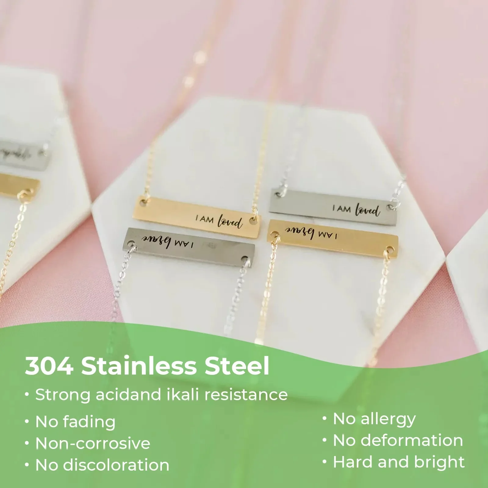 Stainless Steel Mixed Colors Bar Necklace (6pcs) - Image 5