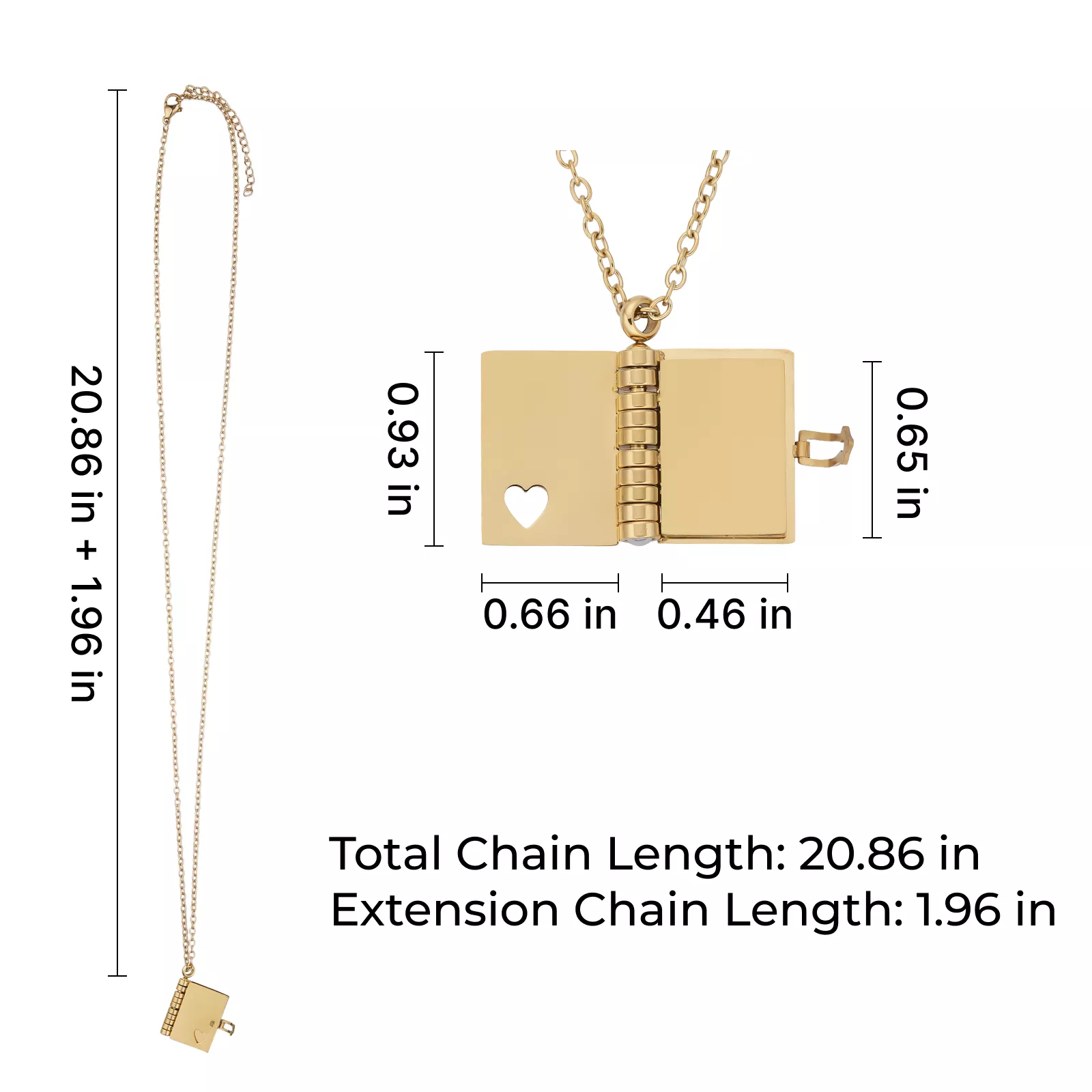 Stainless Steel Book Locket Necklace (3pcs) - Image 3