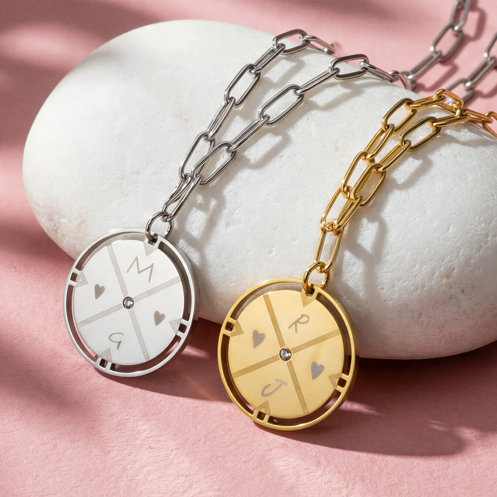 Stainless Steel Compass Necklace (2pcs) - Image 2