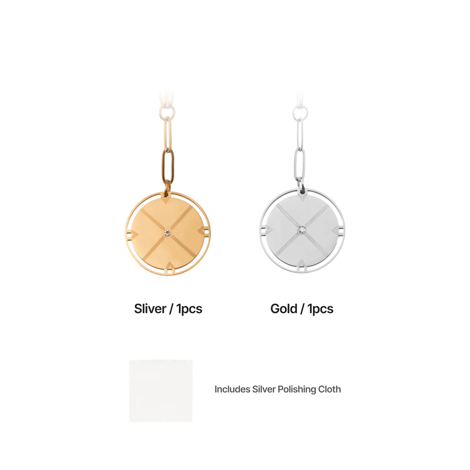 Stainless Steel Compass Necklace (2pcs) - Image 4