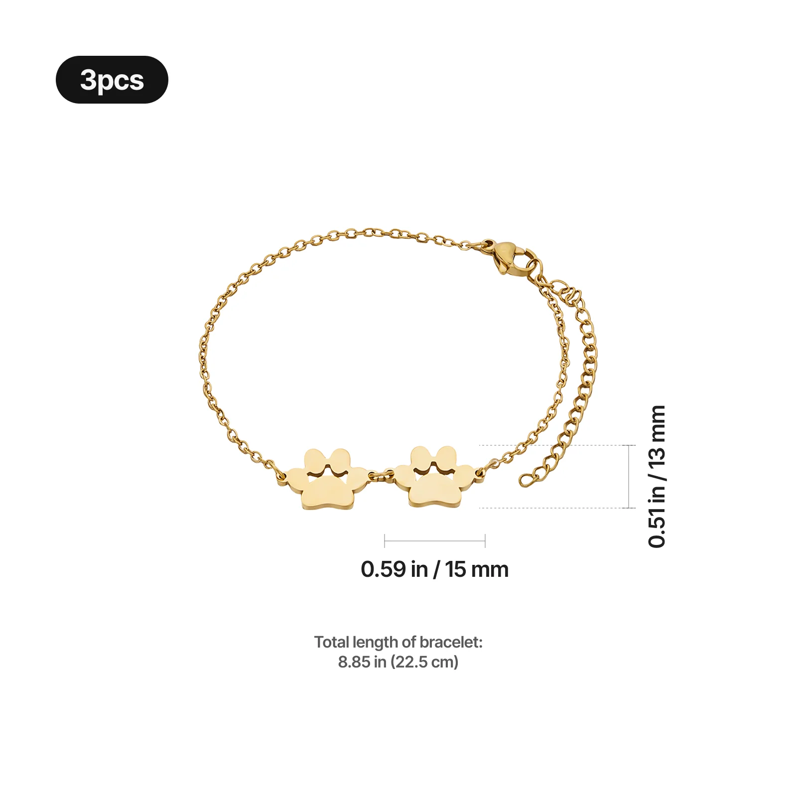 Stainless Steel Dog Paw Bracelet (3pcs) - Image 6