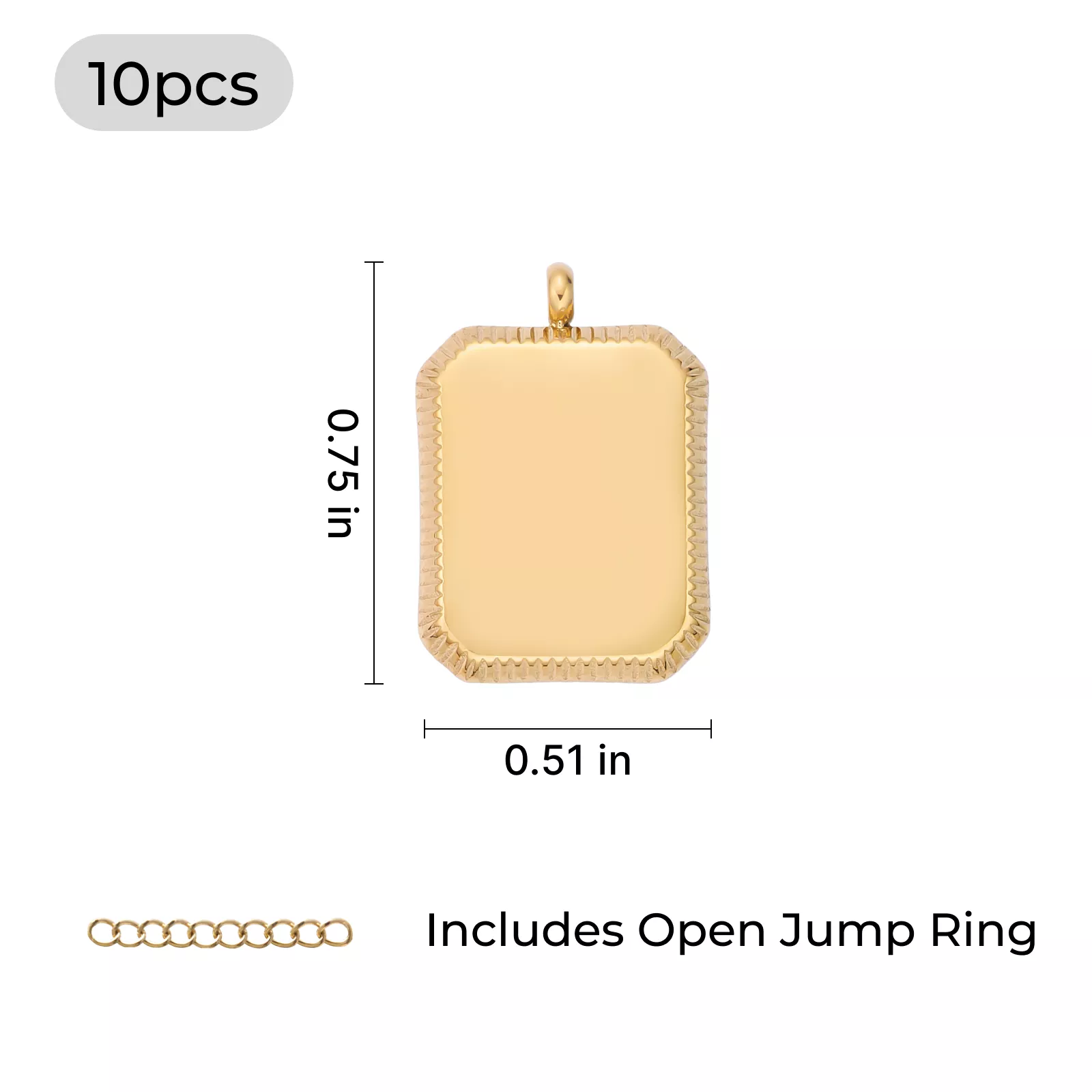 Stainless Steel Embossed Square Pendant (10pcs) - Image 3