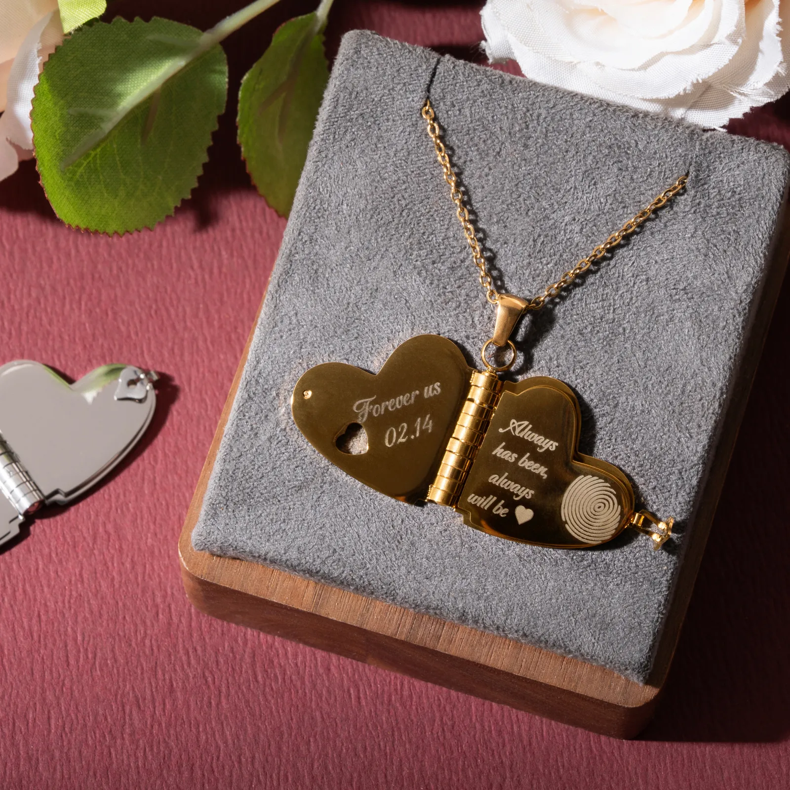 Stainless Steel Heart Book Locket Necklace (3pcs) - Image 2