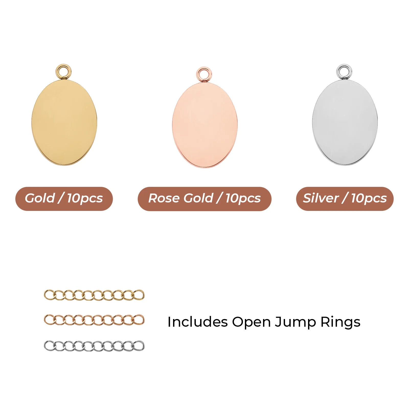 Stainless Steel Oval Pendant (30pcs) - Image 4