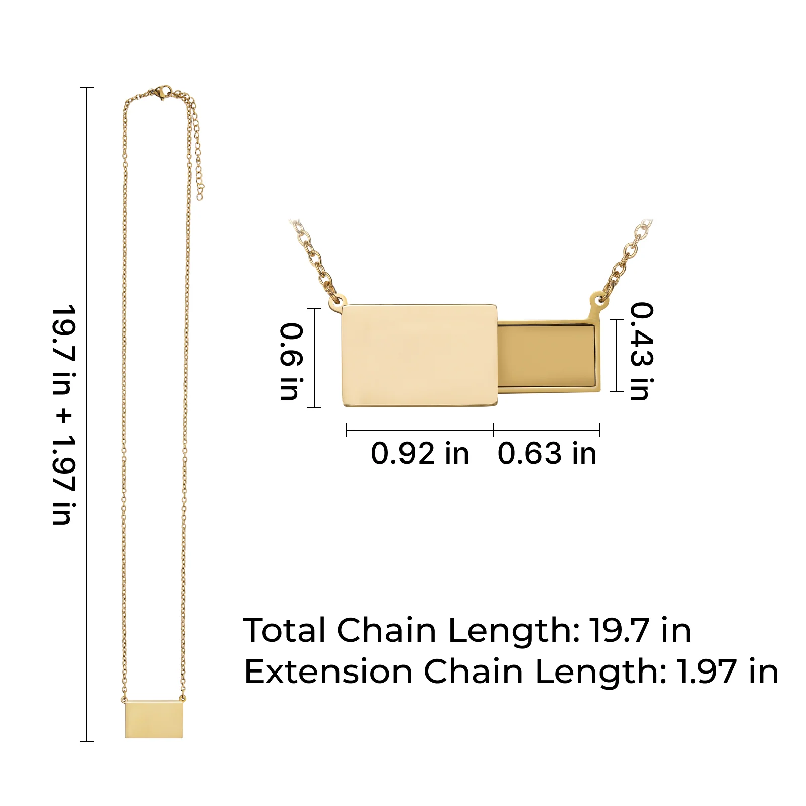 Stainless Steel Pull-Out Envelope Necklace (3pcs) - Image 3