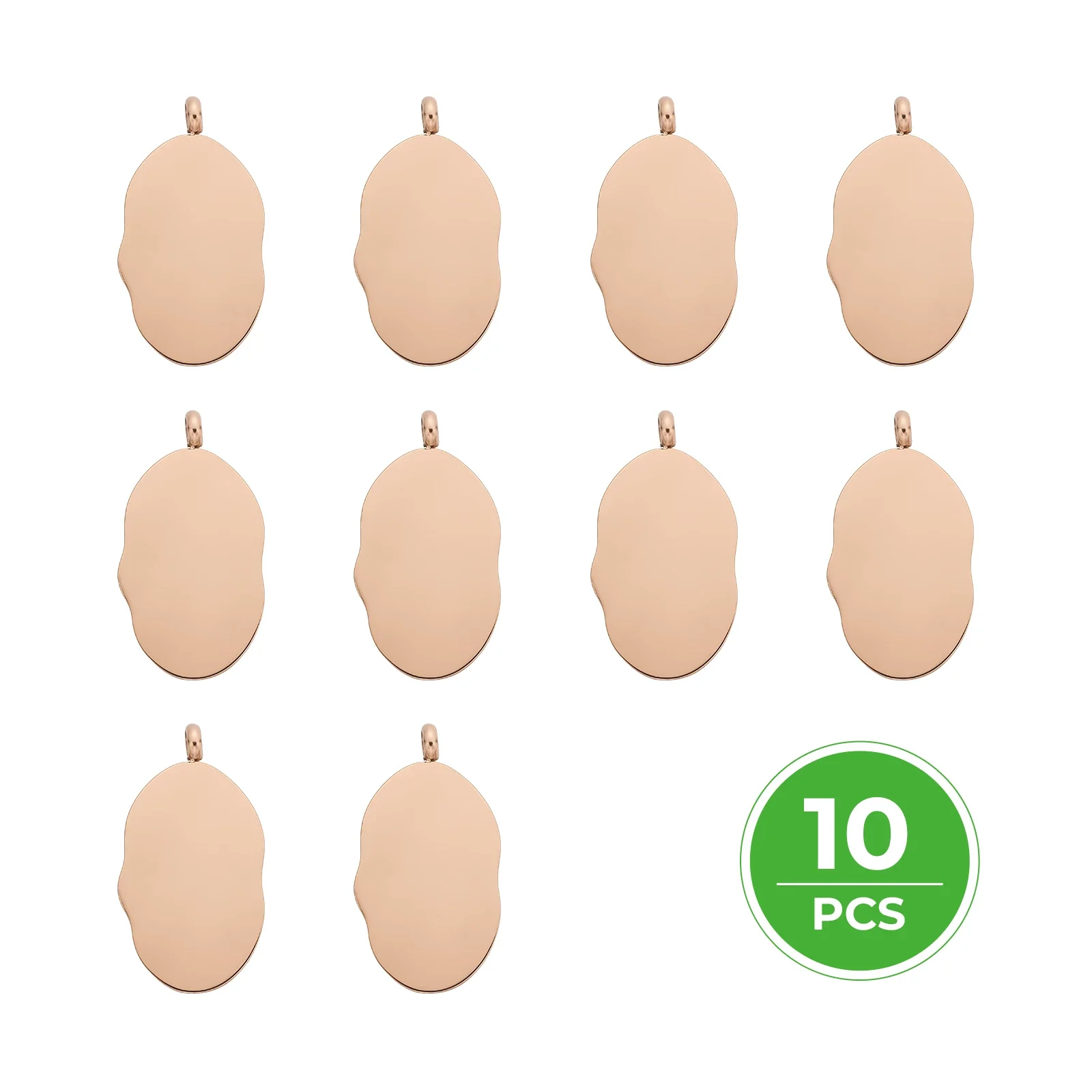 Stainless Steel Rose Gold Irregular Oval Pendant (10pcs) - Image 4