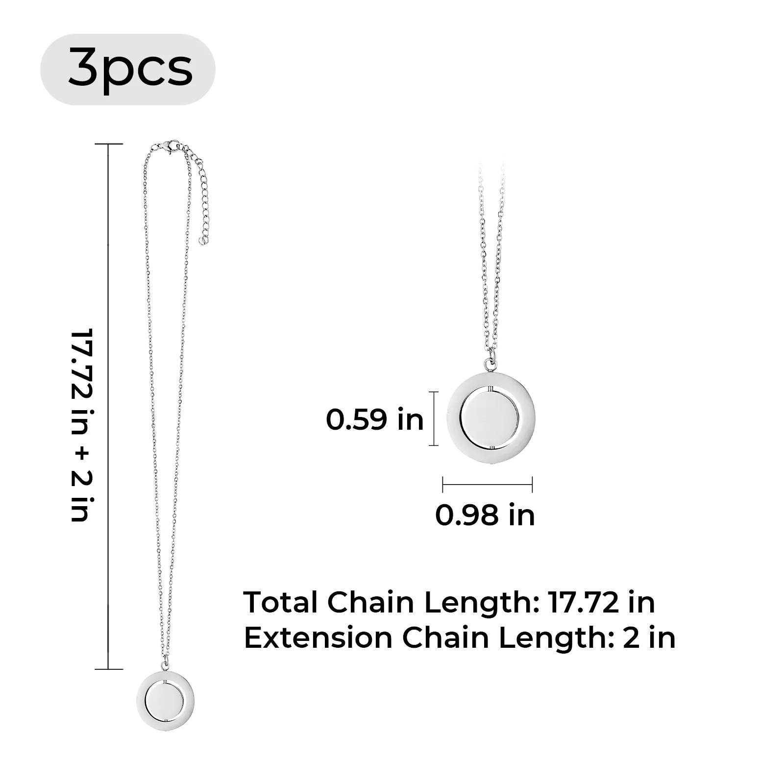 Stainless Steel Spinner Pendant Necklace (3pcs) - Image 6
