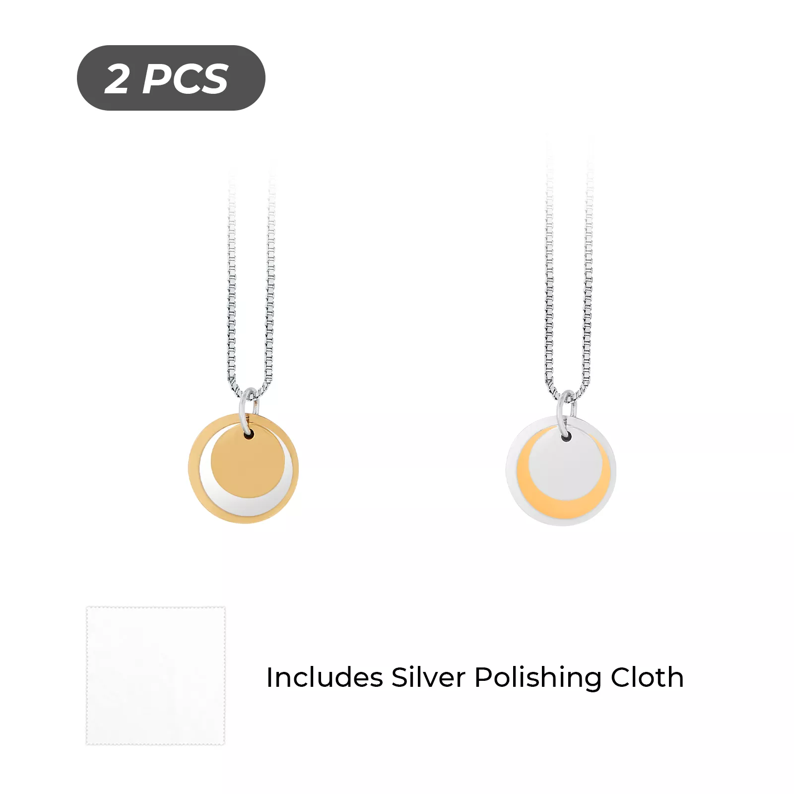 Stainless Steel Triple Pendants Necklace Set (2pcs) - Image 4
