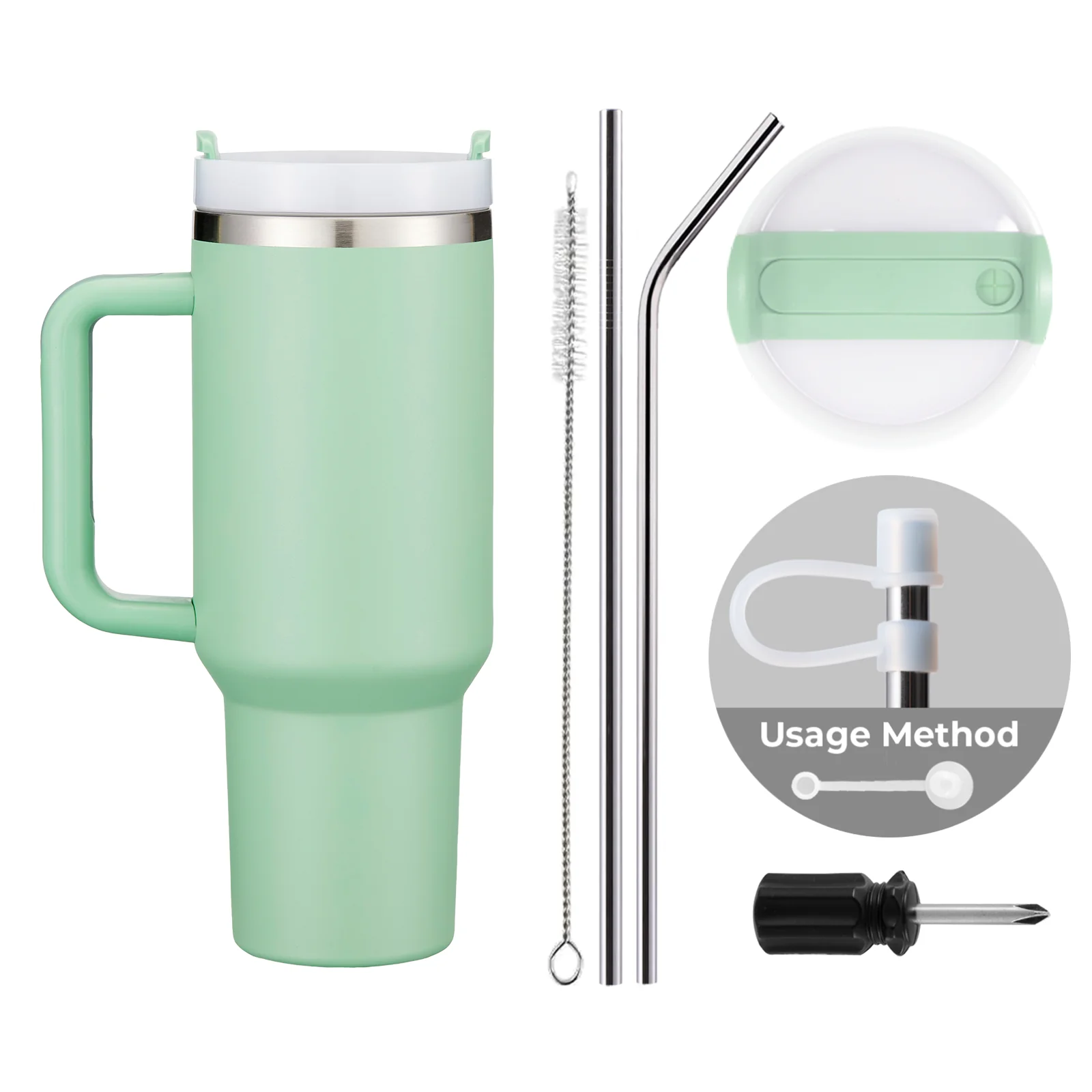 40oz Stainless Steel Tumbler with Removable Handle - Image 107