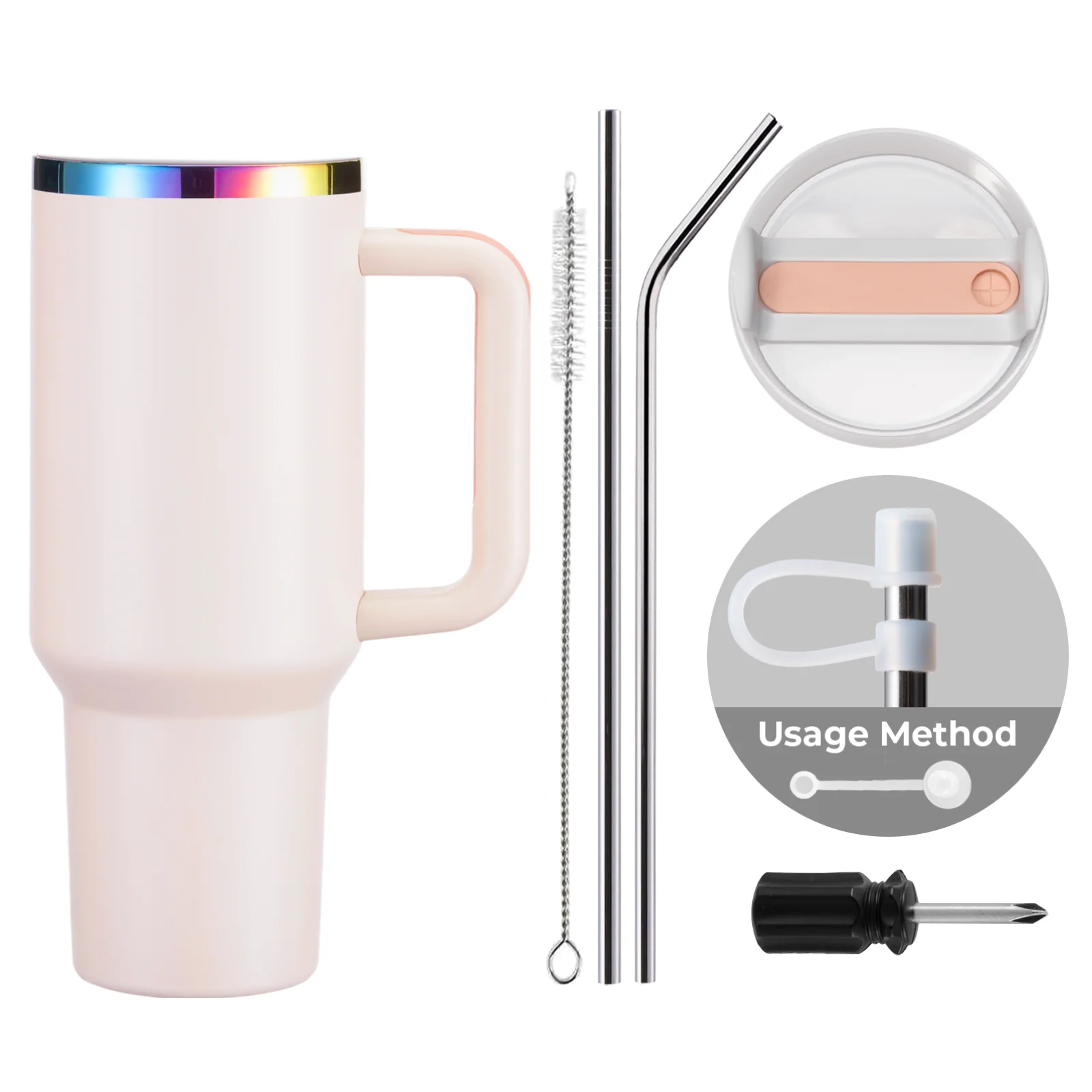 40oz Stainless Steel Tumbler with Removable Handle - Image 29