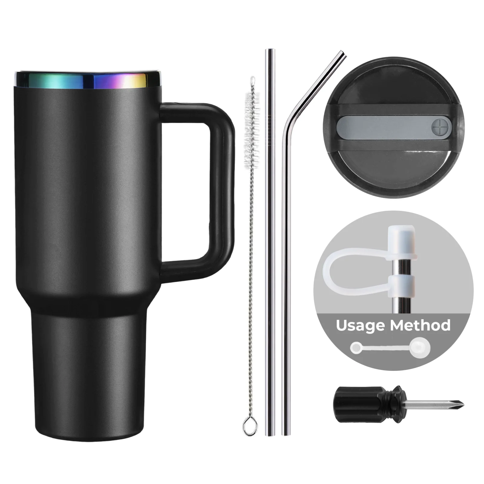 40oz Stainless Steel Tumbler with Removable Handle - Image 3