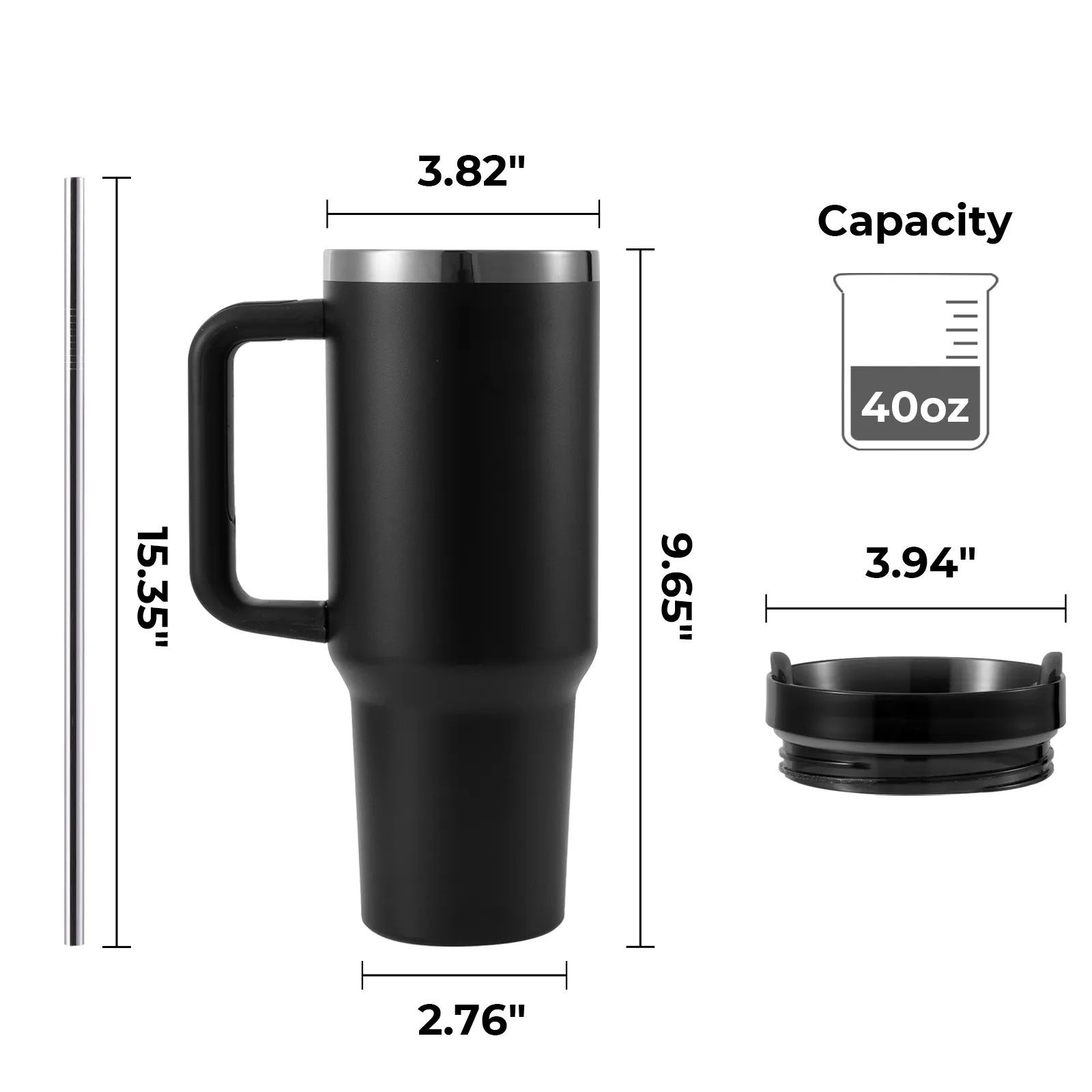 40oz Stainless Steel Tumbler with Removable Handle - Image 4