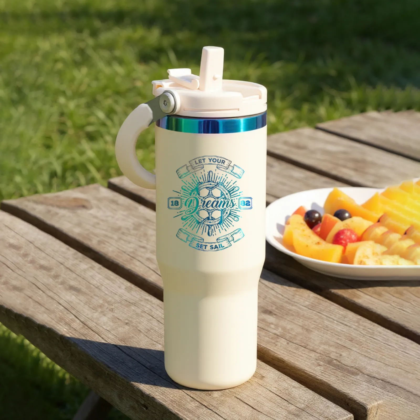Stainless Steel Tumbler with Handle and Straw (30oz) - Image 10