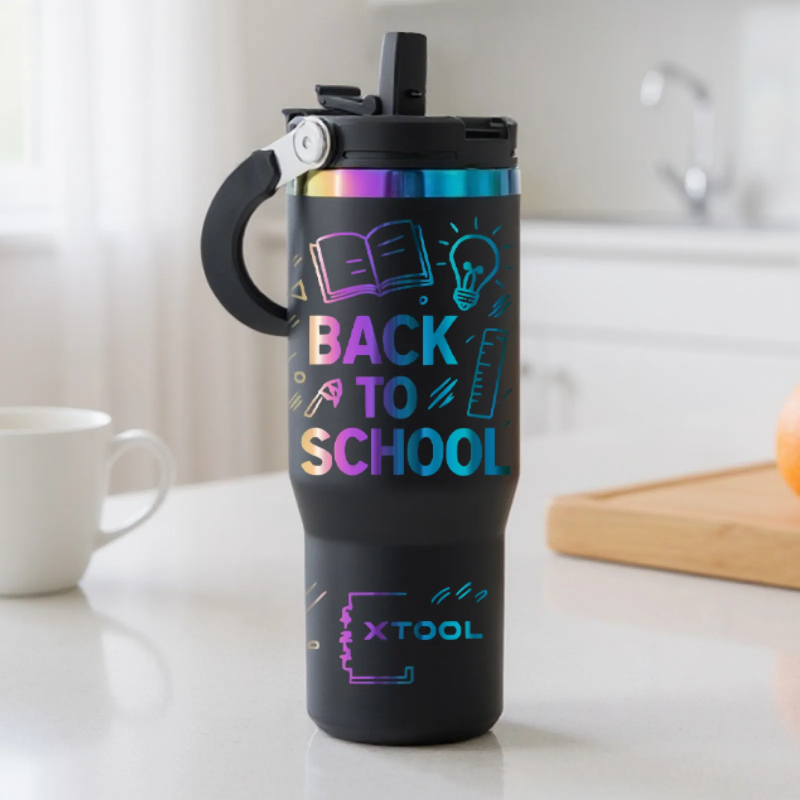 Stainless Steel Tumbler with Handle and Straw (30oz) - Image 4
