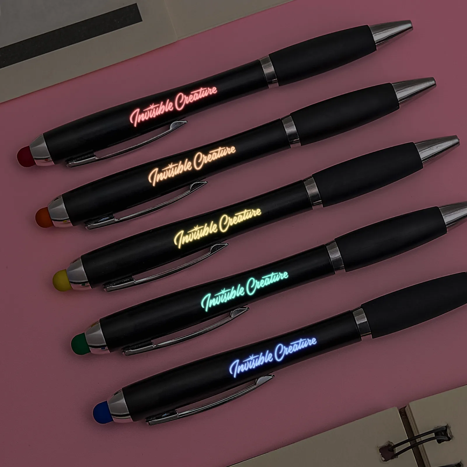 Stylus Ballpoint Pens with Multicolored LED Lights (10pcs) - Image 2