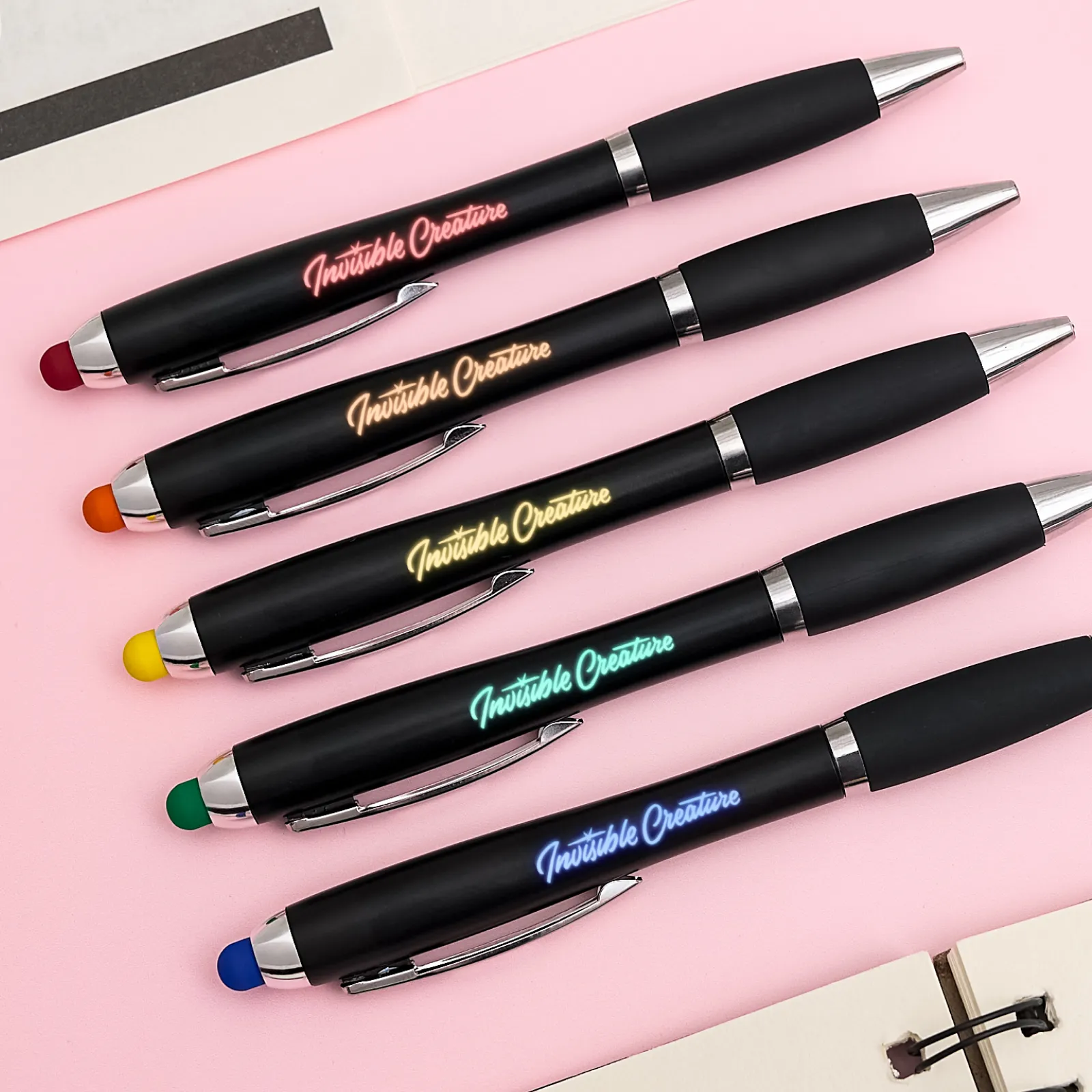Stylus Ballpoint Pens with Multicolored LED Lights (10pcs) - Image 3