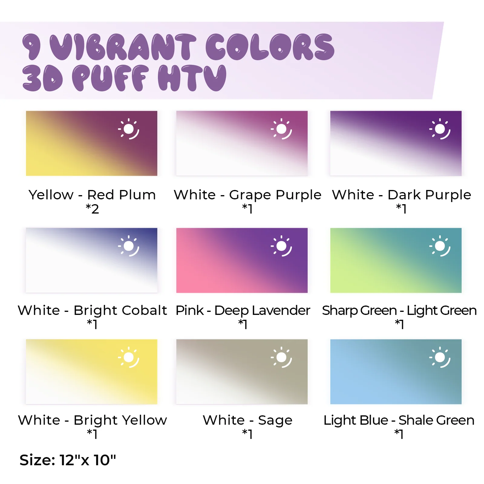 Sun Color Changing Puff Vinyl Heat Transfer (10pcs) - Image 3
