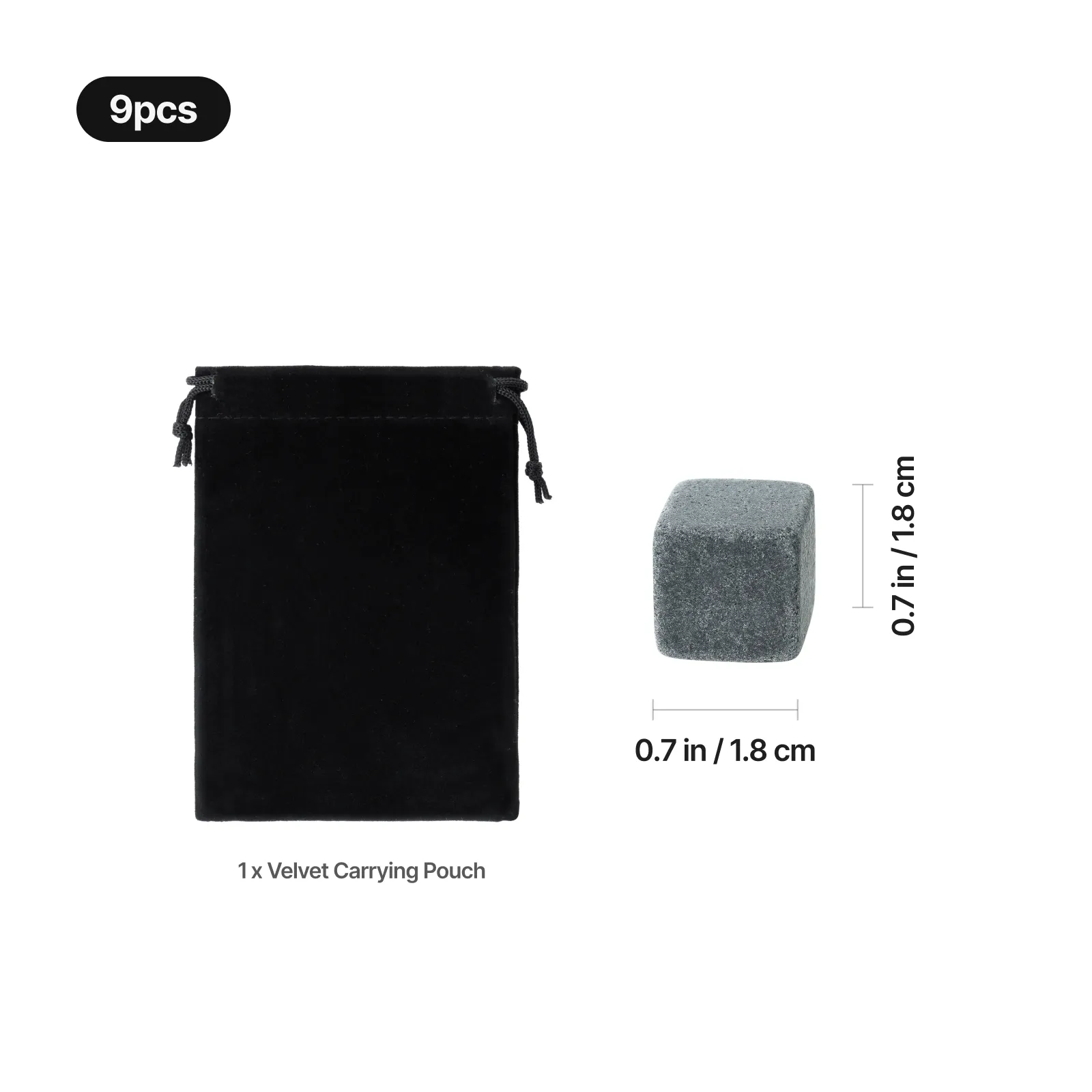 Whiskey Stones with Velvet Carrying Pouch (9pcs) - Image 3