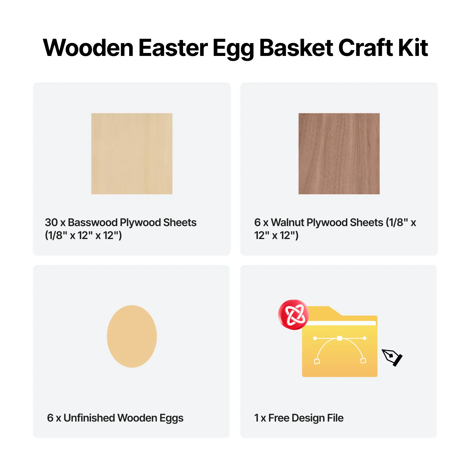 Wooden Easter Egg Basket Craft Kit (FREE Easter's Design Files) - Image 4