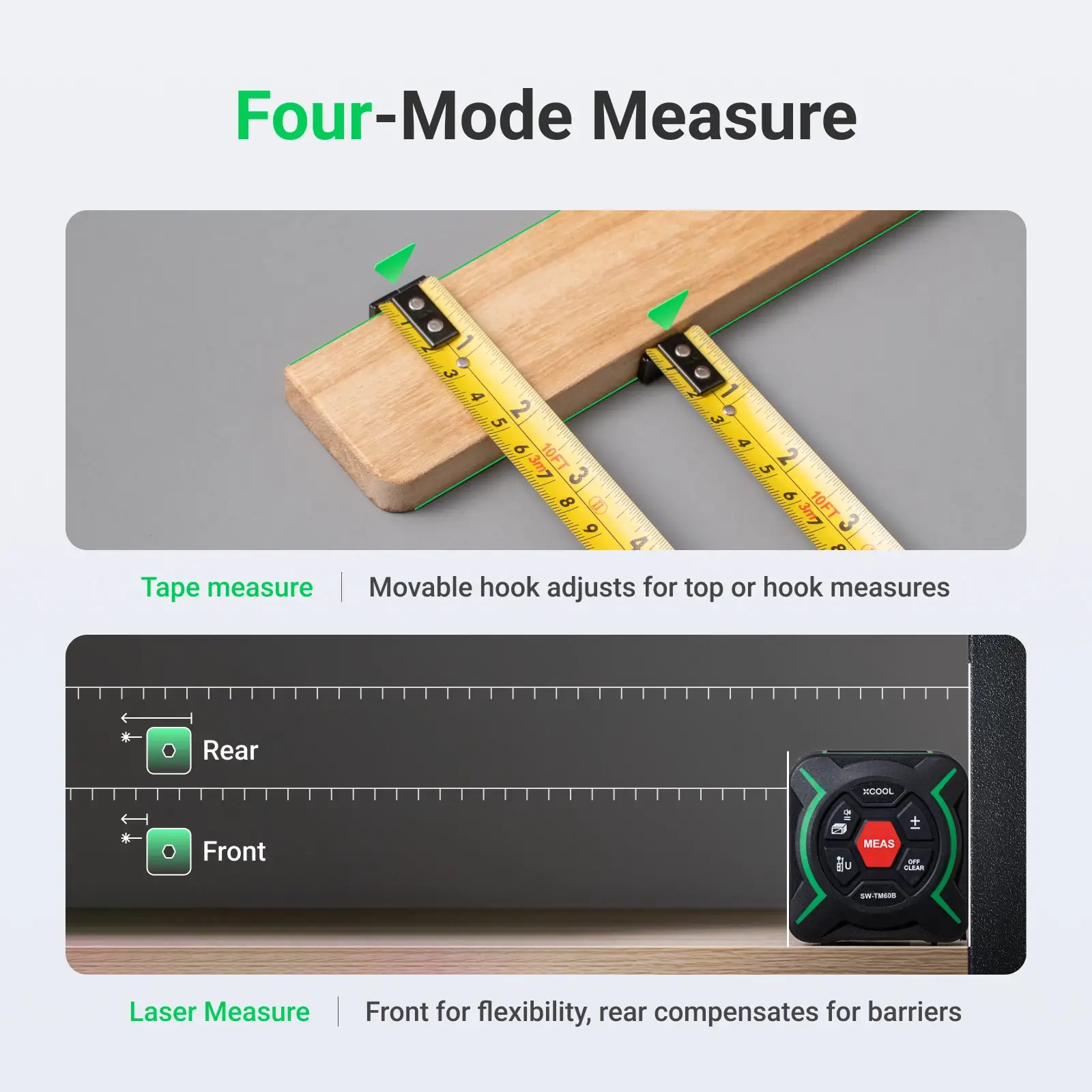 xCool 2-in-1 Digital Laser & Tape Measure, Handyman & Construction Tool - Image 7