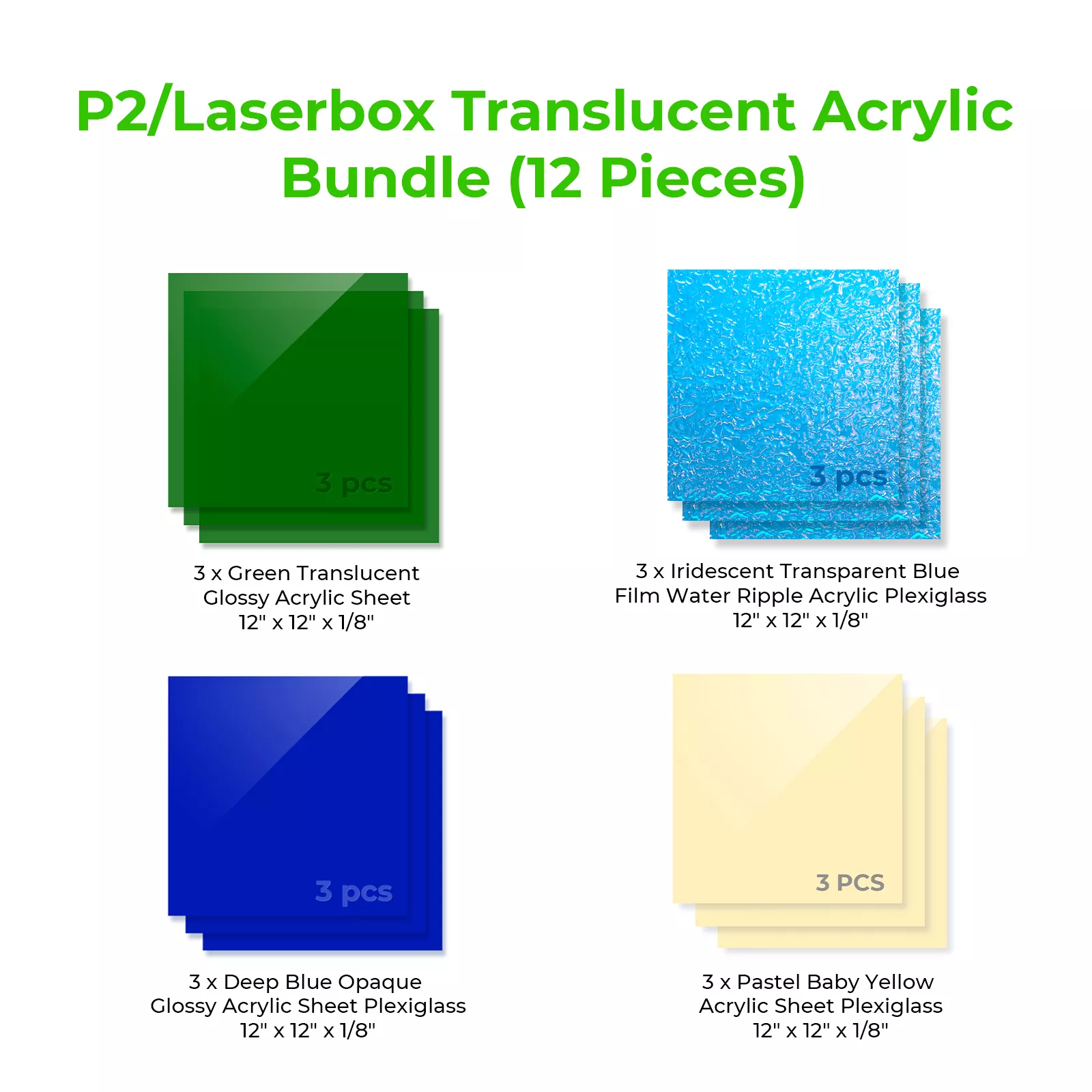 xTool P2/Laserbox Translucent Acrylic Bundle (12pcs) - Image 3