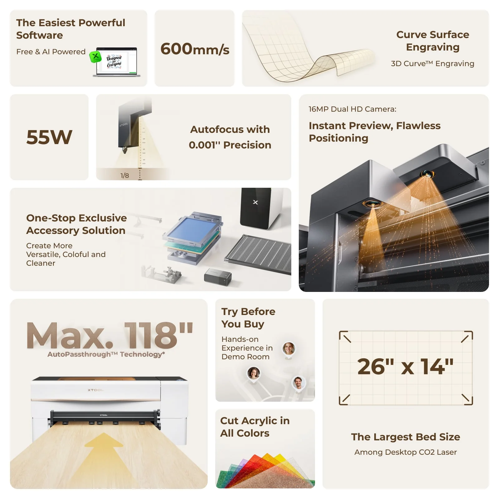 xTool P2S 55W Desktop CO2 Laser Cutter - Image 3