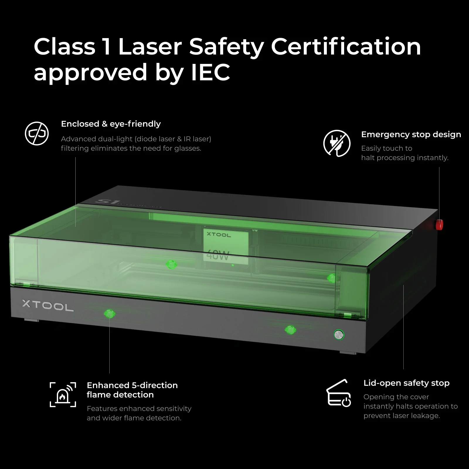 xTool S1 + 1064nm IR Laser Kit: Enclosed Diode Laser Engraver & Cutter - Image 9