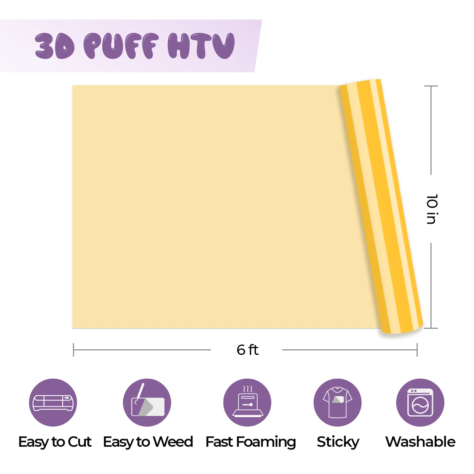 Yellow 3D Puff Heat Transfer Vinyl Roll - Image 4